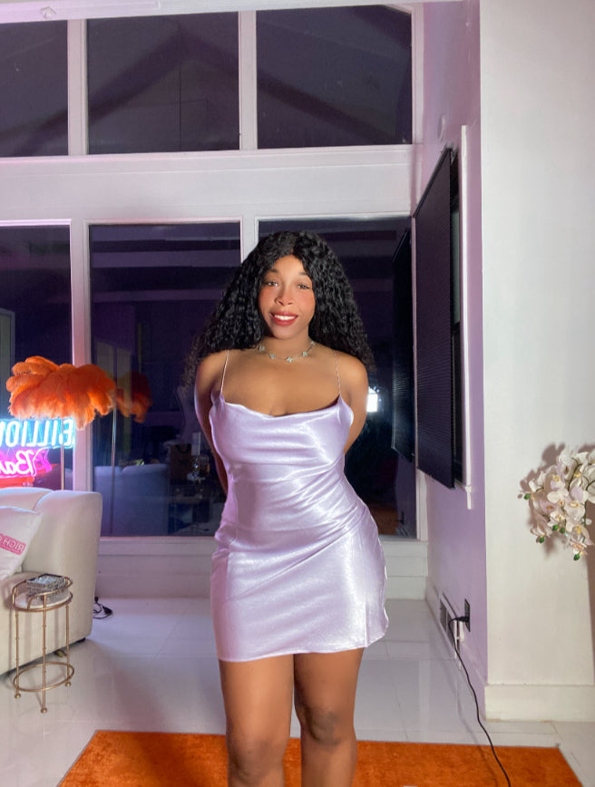 ”Lady Lavender” Lavender Silk Slip on Dress